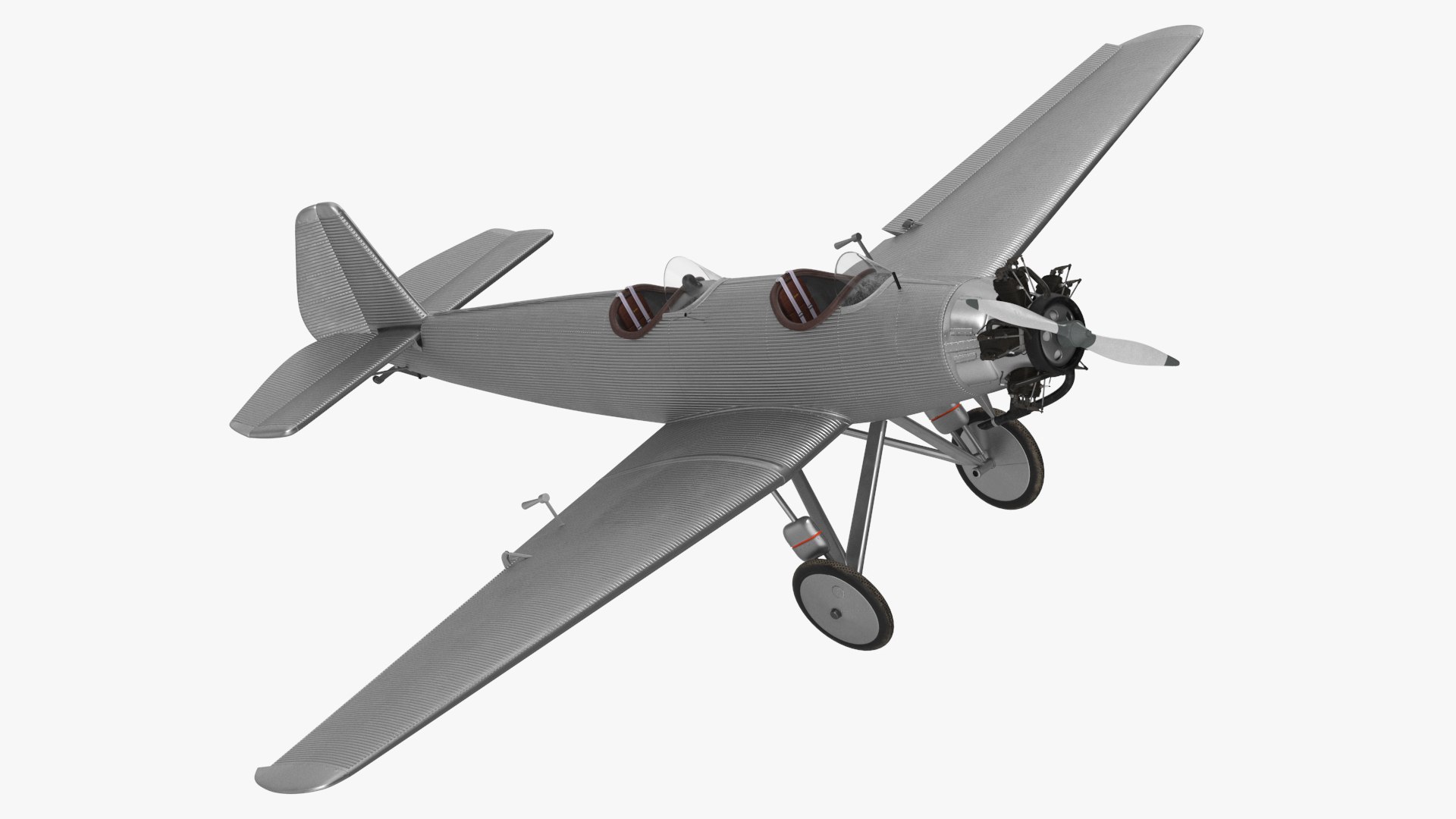 Retro Airplane Rigged 3D model preview