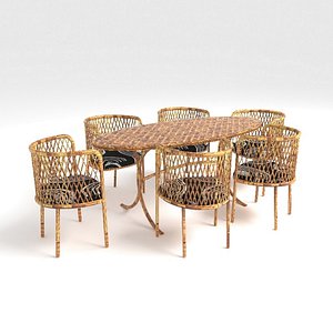 Bamboo Dining Table Set