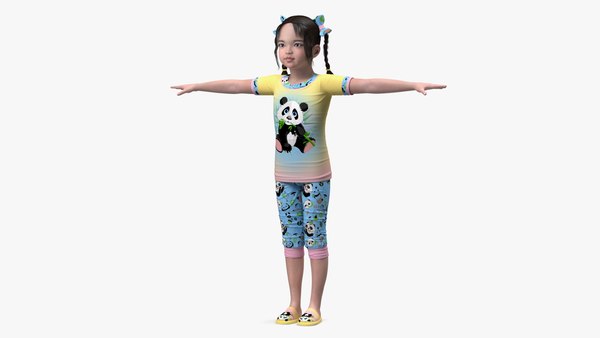 Menina chinesa com roupas de casa em pose de T Modelo 3D - TurboSquid  1971265