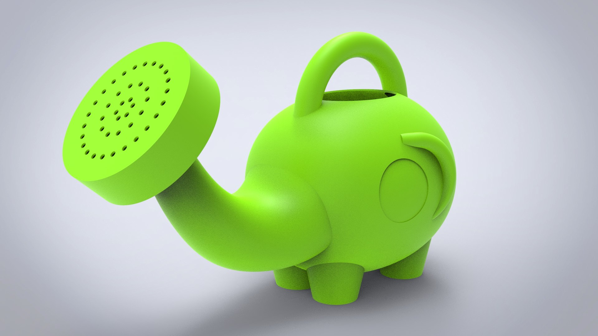 Stylized Elephant Watering Can 3D Printable With Separate Showering Head Option Model