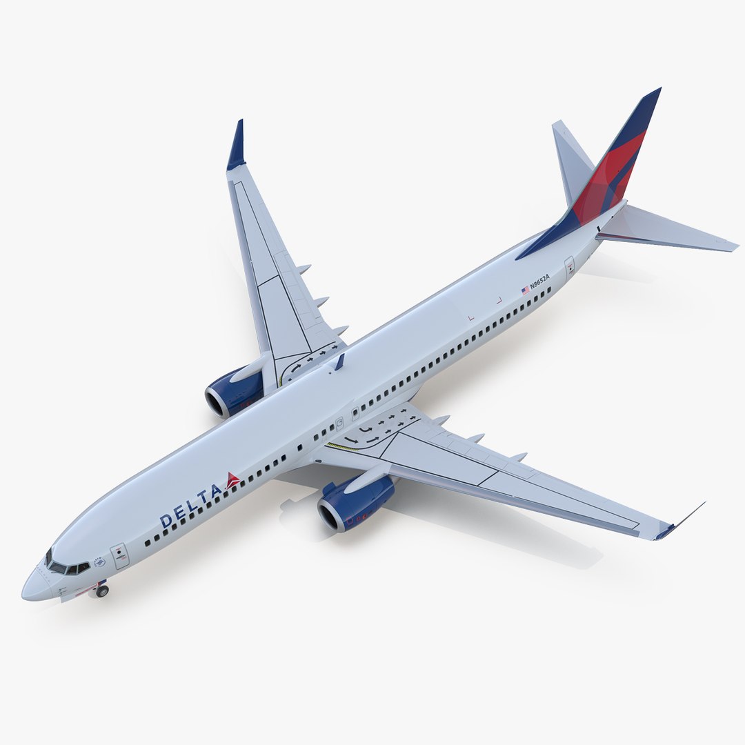 Boeing 737-900 ER Delta with Interior and Doors 3D model preview