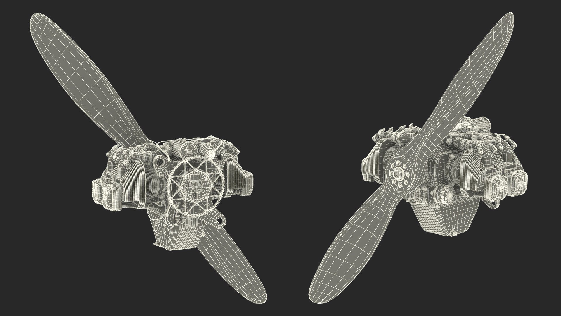 Vintage Aircraft Propeller Engine 3D Model - TurboSquid 2271223