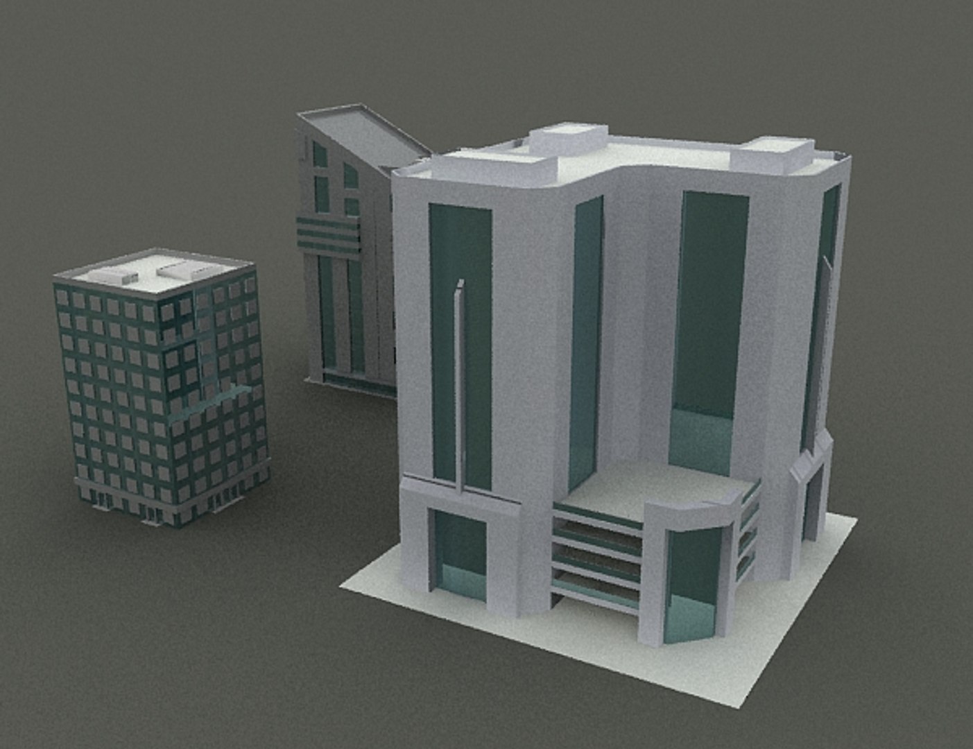 3 Low-poly Buildings 3d Max