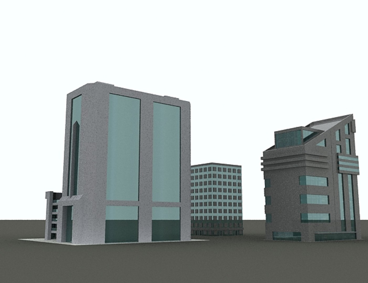 3 Low-poly Buildings 3d Max