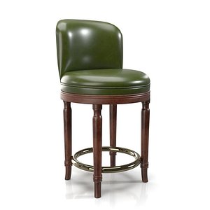 Green Leather Bar Stool PBR