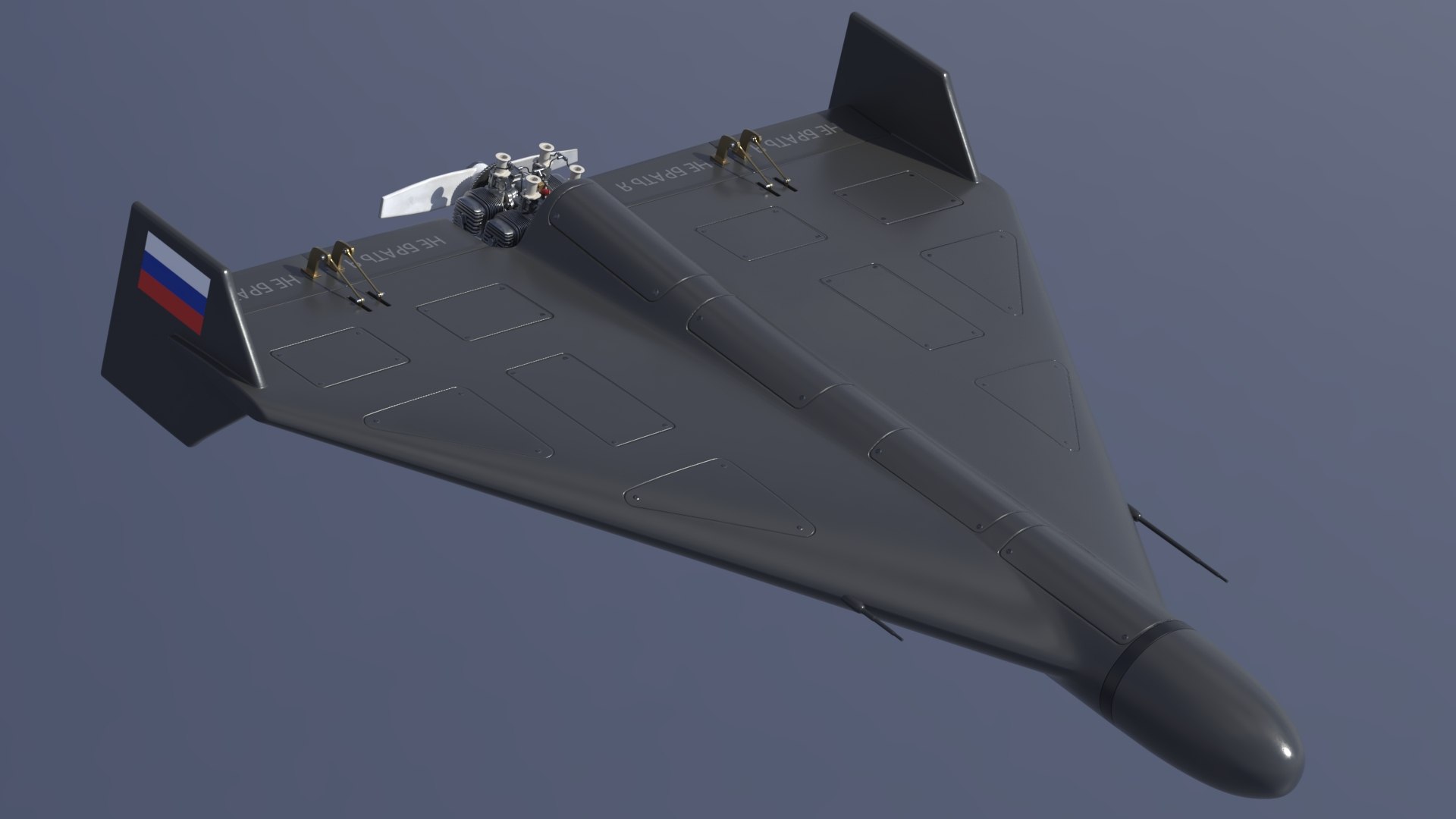Geran 2 Kamikaze Russian Drone Black 3D model https://p.turbosquid.com/ts-thumb/xF/Xmwb1y/cj/geran2kamikazerussiandroneblackvariantrender_02/jpg/1781138987/1920x1080/fit_q87/5f84d1cccc89c227ac177c9ead58049582fc06de/geran2kamikazerussiandroneblackvariantrender_02.jpg