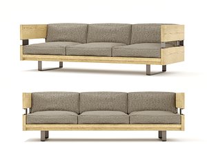 DIY 2x4 3 Seater Iron Leg Sofa 3D model