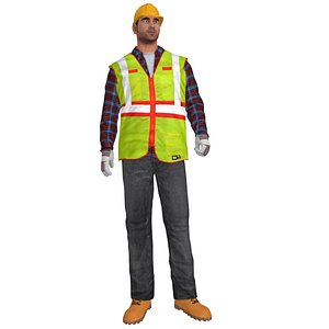 rigged worker man 3d max