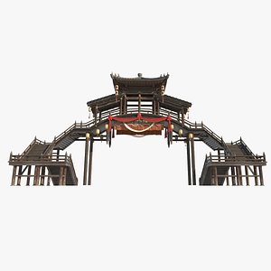 The Wind and Rain Bridge of Ancient Asian Architecture 3D model