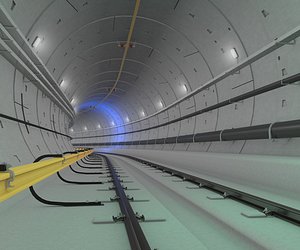 subway railway tunnel 3D