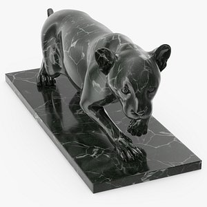 Black Marble Panther Statue