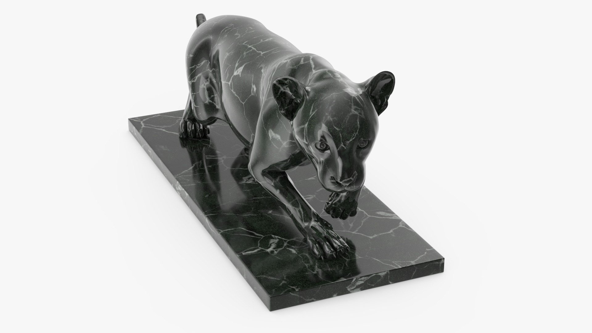 Black Marble Panther Statue 3D model preview