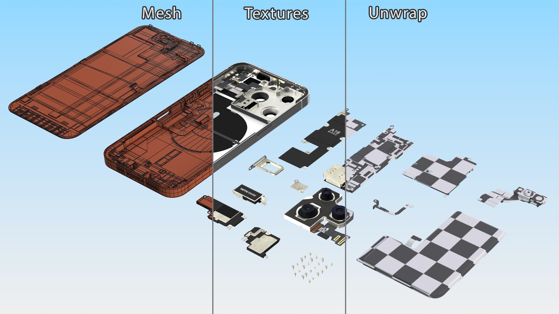 iPhone 14 Pro Fully Disassembled 3D model https://p.turbosquid.com/ts-thumb/xF/w3cyTI/uu/iphone14profullydisassembledmb3dmodel024/jpg/1689474676/1920x1080/fit_q87/4b6cab921e0218c37950a4c9859837e0a84e2ee3/iphone14profullydisassembledmb3dmodel024.jpg