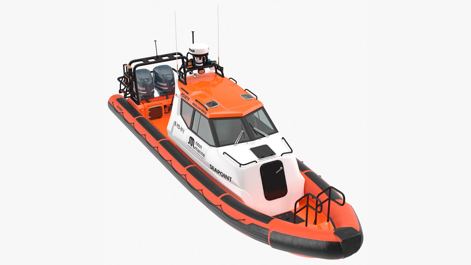 Waverider 1060 GRP Cabin Gemini Marin Orange Rigged 3D model preview
