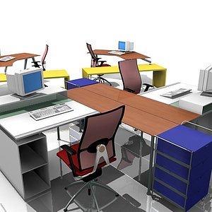 office workstations 3d model