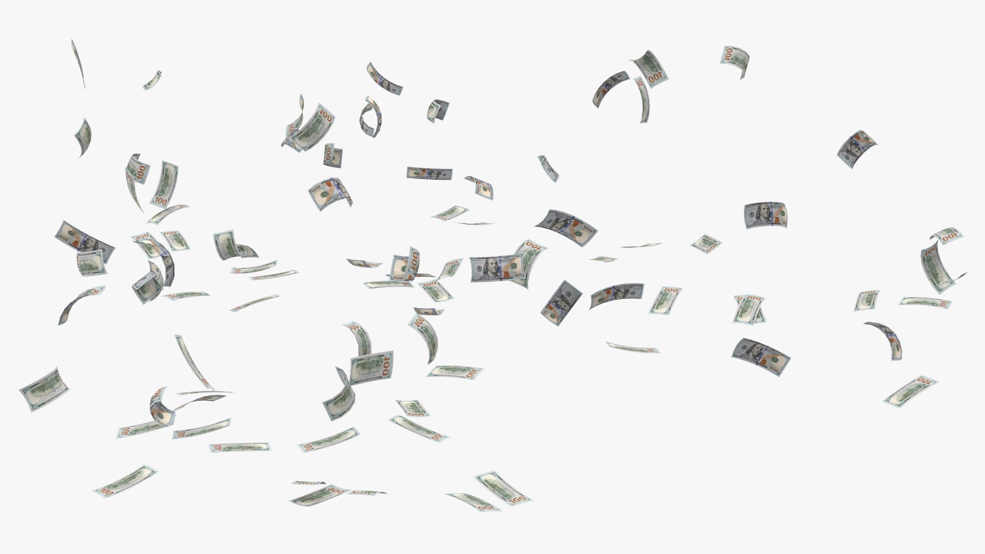 Flying Dollar Bills 3D model preview