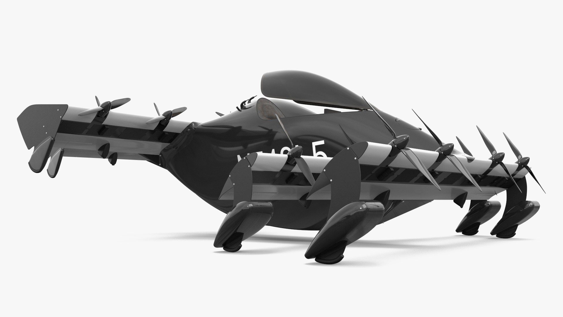 Helix Pivotal eVTOL Aircraft Black Rigged 3D model preview