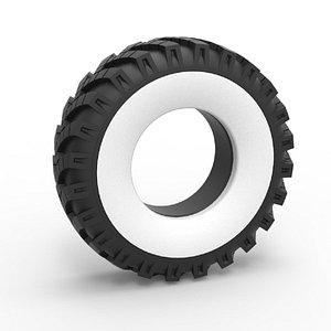 Diecast military whitewall tire Scale 1 to 25 3D