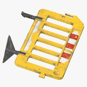 Safety Barrier Plastic 02 Yellow and Red Destroyed