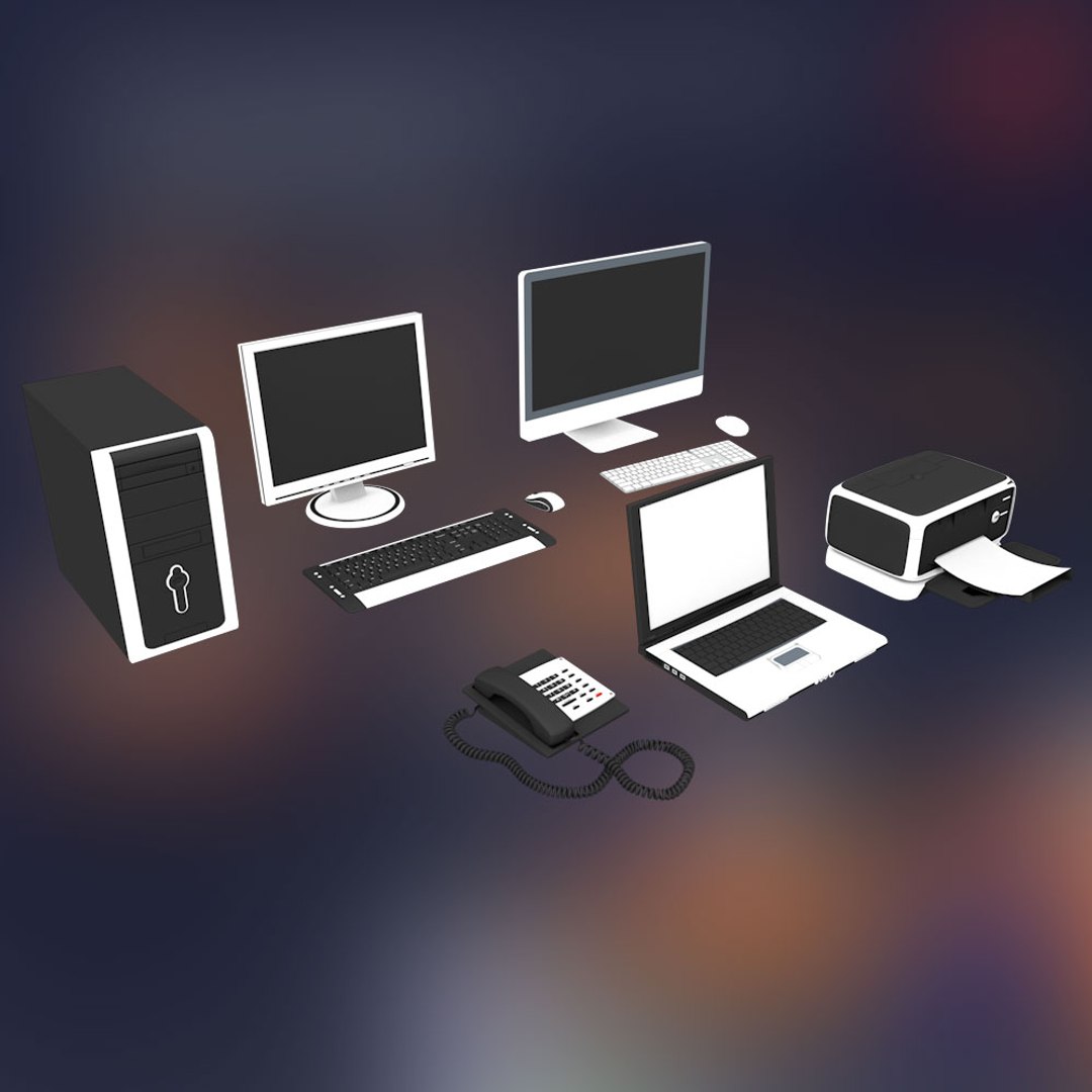Computers Set Office 3D - TurboSquid 1242885