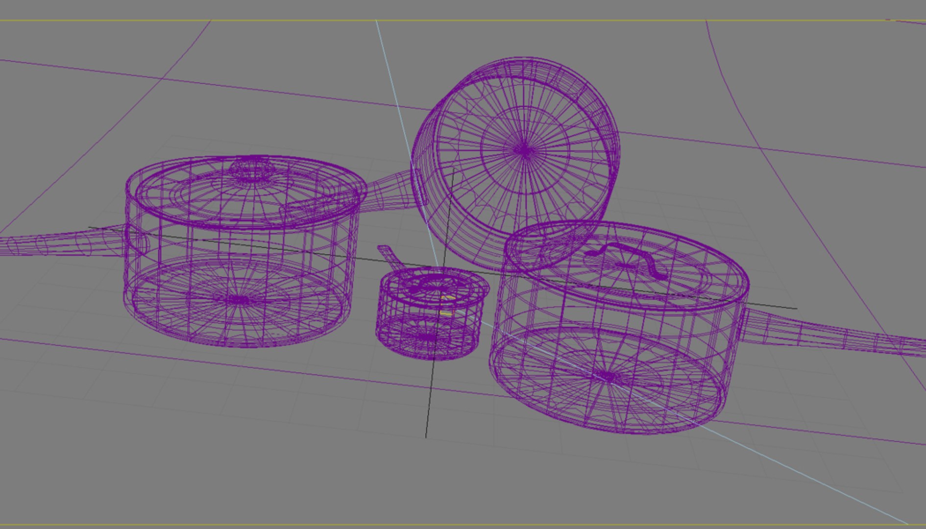 3d saucepans metal set