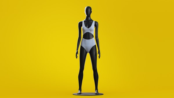 Woman swim Cutout Button-up One-piece 3D