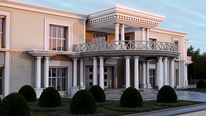 3D Aristocratic Classic Villa Mansion With Garden model