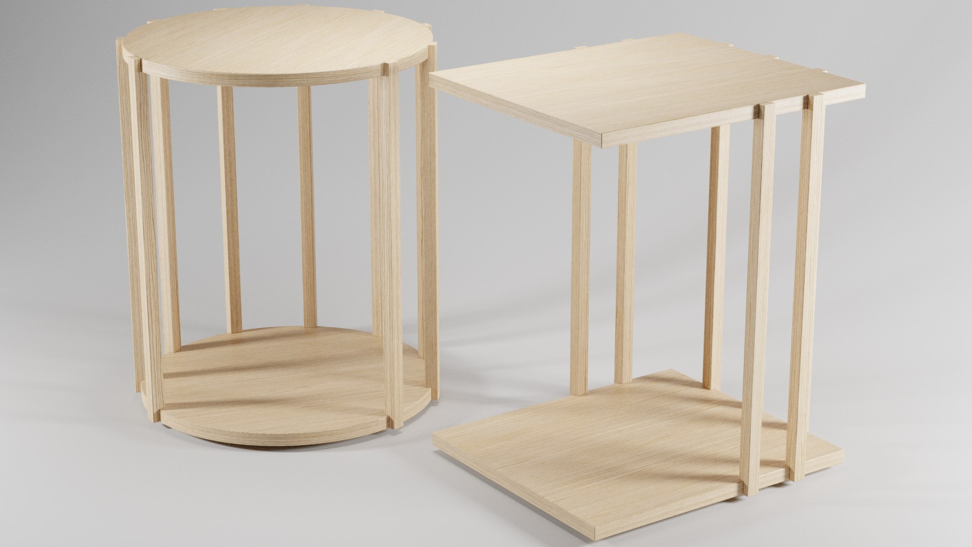 3D Wooden circle and square coffee tables - TurboSquid 2072090