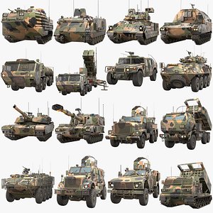 American Wheeled And Tracked Military Vehicles 16 in 1 PBR model