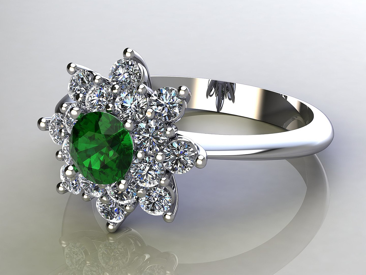 3d model ring flower diamonds