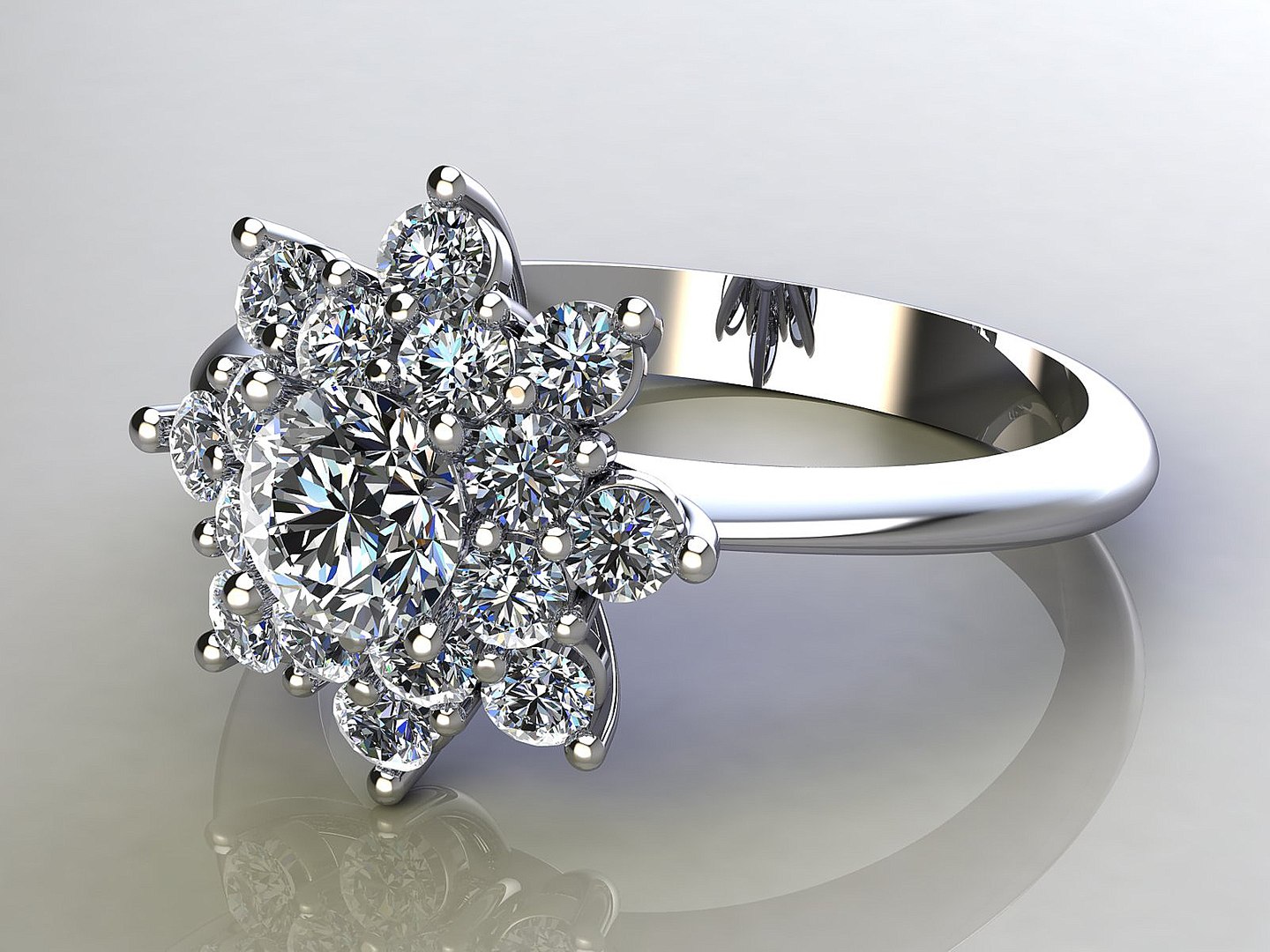 3d model ring flower diamonds