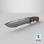 Old Vintage Combat Knife Low-poly PBR