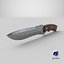 Old Vintage Combat Knife Low-poly PBR