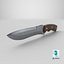 Old Vintage Combat Knife Low-poly PBR