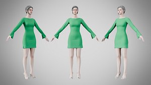 3D Dress 51 Shamrock Green model