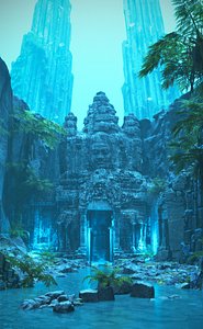 3D model Temple Jungle