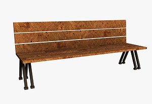 Free wood Bench 3D model