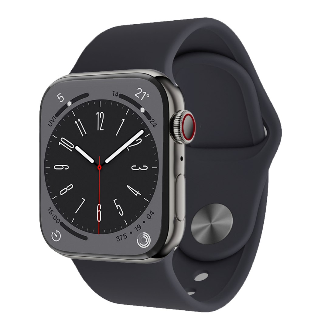 3D Apple Watch 8 Series - Graphite Stainless Steel Case with Sport