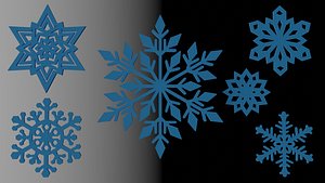 3D Snowflake collection cartoon model