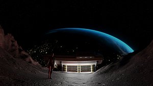Mars Scene with Earth View