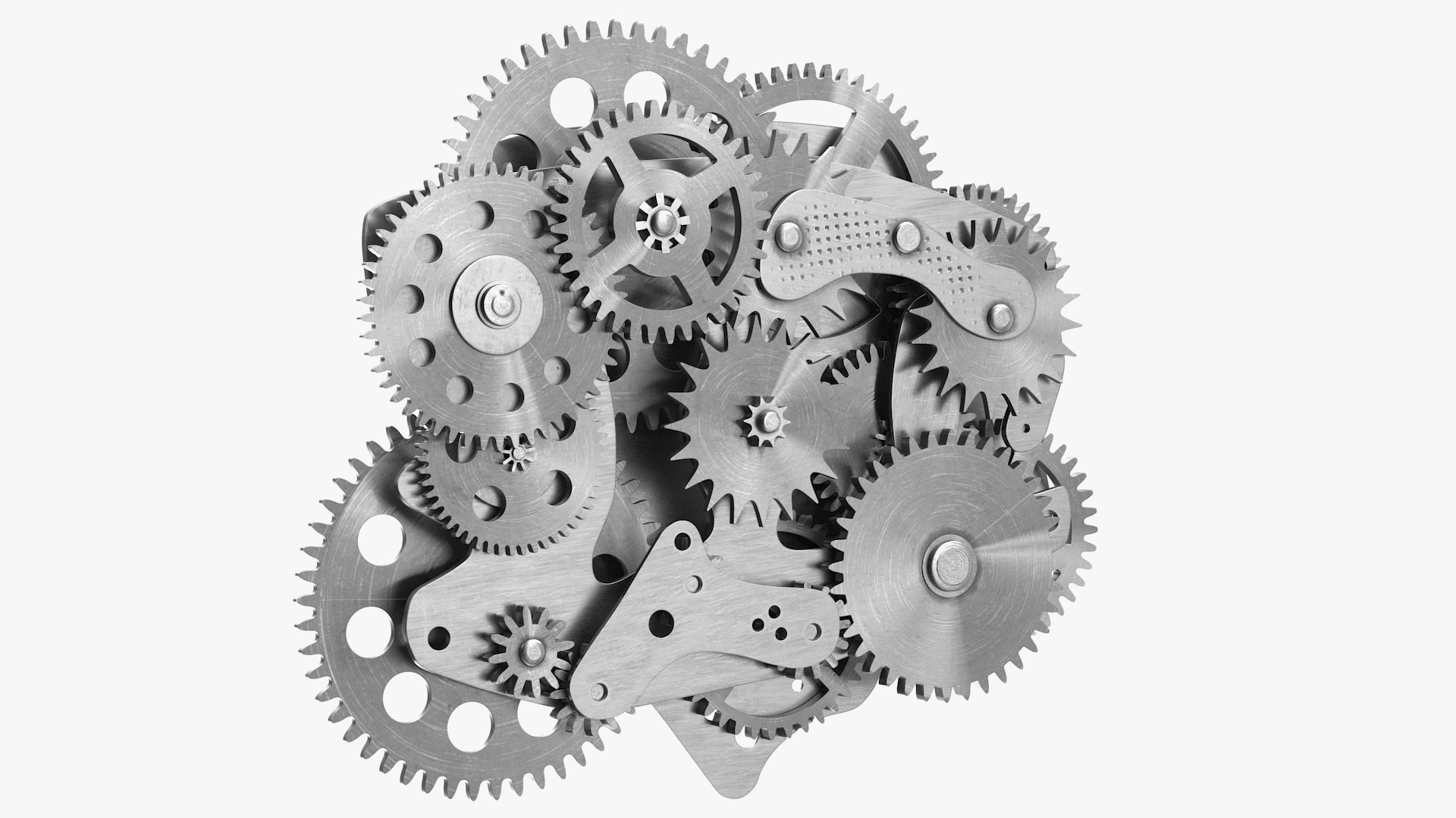 Cog Gears Mechanism Silver 3D model preview