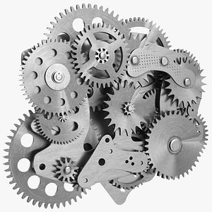 cog gears mechanism silver 3D model