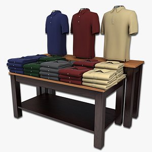 polo shirts table display 3d model