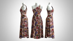 3D Woman Dress 2 Cream Grape