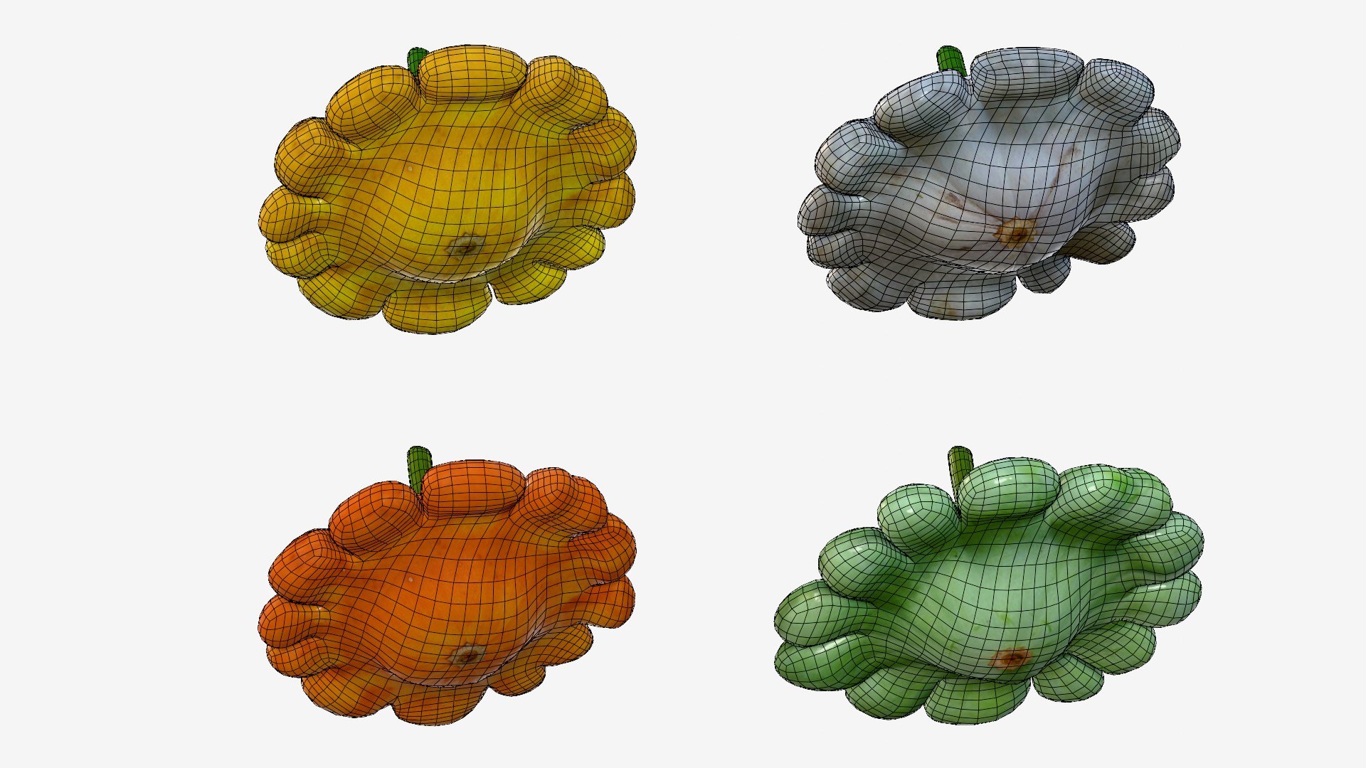 Scallop squash 3D https://p.turbosquid.com/ts-thumb/xH/uT1jma/JP/wire10/jpg/1726712573/1920x1080/fit_q87/7563a02586dc7e922a4d90caf355eed677e40788/wire10.jpg