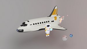 spaceships cartoon style 3D model