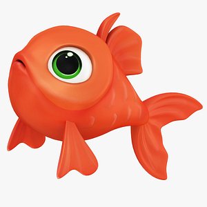3D Cartoon Small Fish 7 Gold Fish model