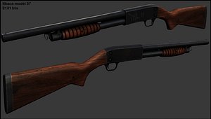 ithaca pump action shotgun 3d model
