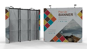 Pop-Up Banner Display - Straight - 3 Sections 3D model