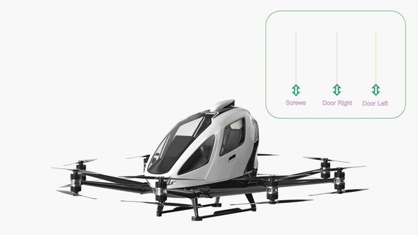 Passagier-Multirotor-VTOL-Flugzeuglandung animiert manipuliert 3D ...